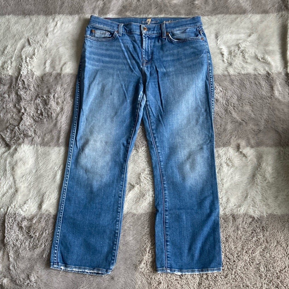 7 For All Mankind Cropped Bootcut Blue Jeans